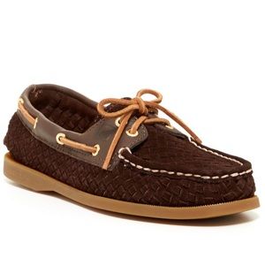 Sperry Top-Sider Brown Woven 2-Eye Boat Shoes